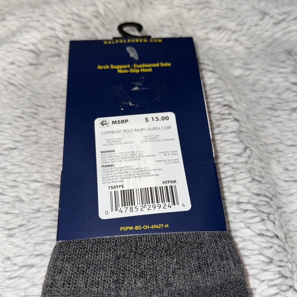 Polo Ralph Lauren Sneaker Liner-3 Pairs-Authentic-NWT - Picture 4 of 5